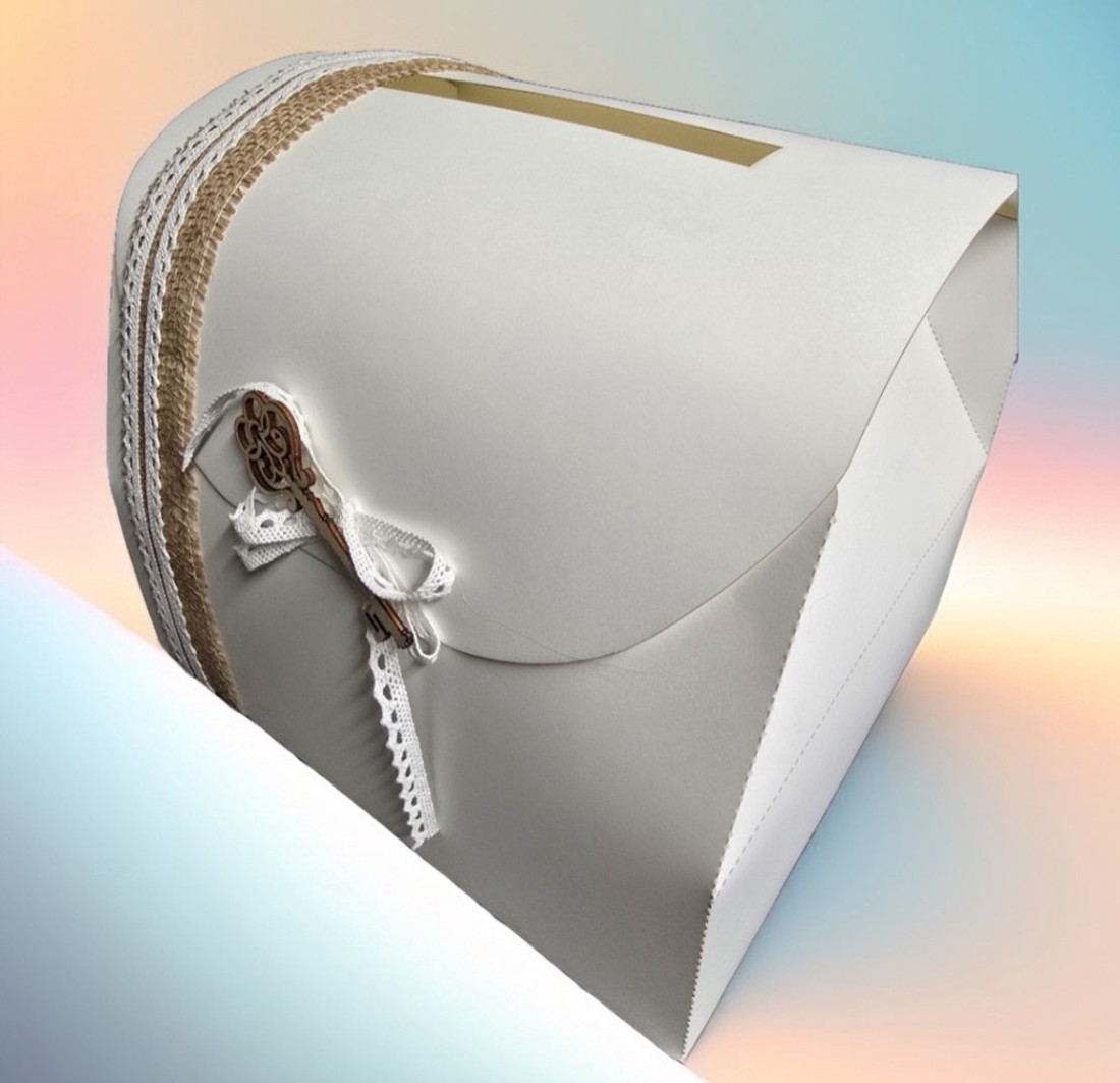 Vintage nászajándékgyűjtő doboz/persely csipkével, jutával és fa rátéttel - esküvő - emlék & ajándék - nászajándék - esküvői pénzátadó doboz - Meska.hu