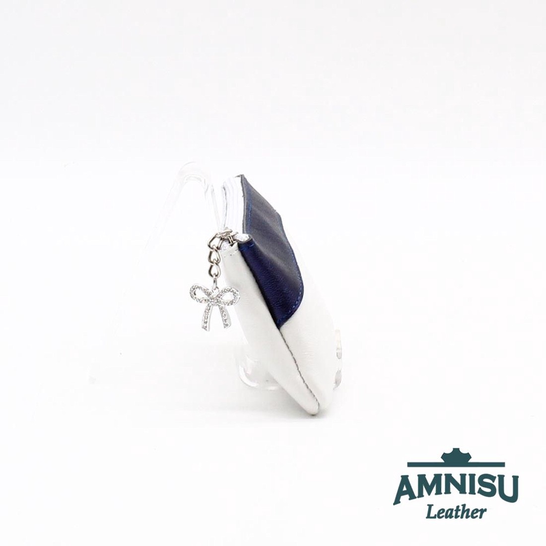 Fehér - metál sötétkék ívelt egy cipzáras kulcstartó C3002 - táska & tok - kulcstartó & táskadísz - kulcstartó - Meska.hu