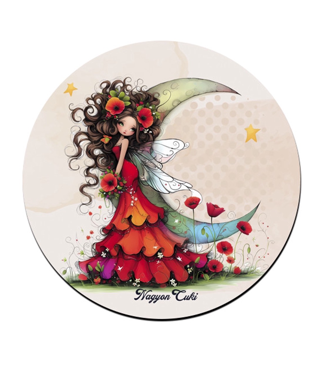Gyönyörű pipacs tündérlány és a hold bögre alátét -  - Meska.hu
