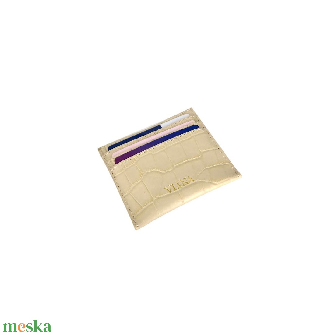 Bézs krokodil mintás bőr kártyatartó - táska & tok - pénztárca & más tok - kártyatartó & irattartó - Meska.hu