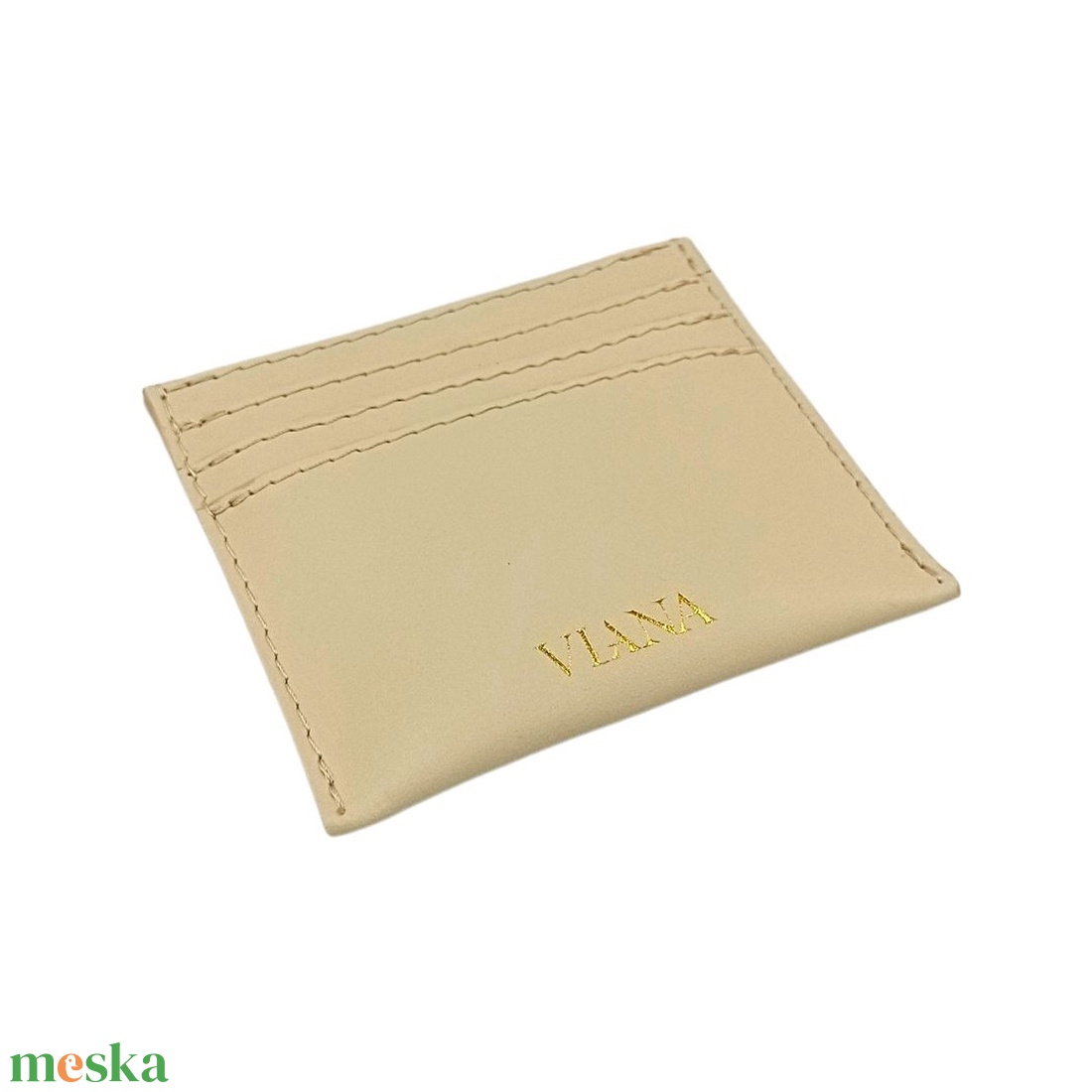 Bézs bőr kártyatartó - táska & tok - pénztárca & más tok - kártyatartó & irattartó - Meska.hu