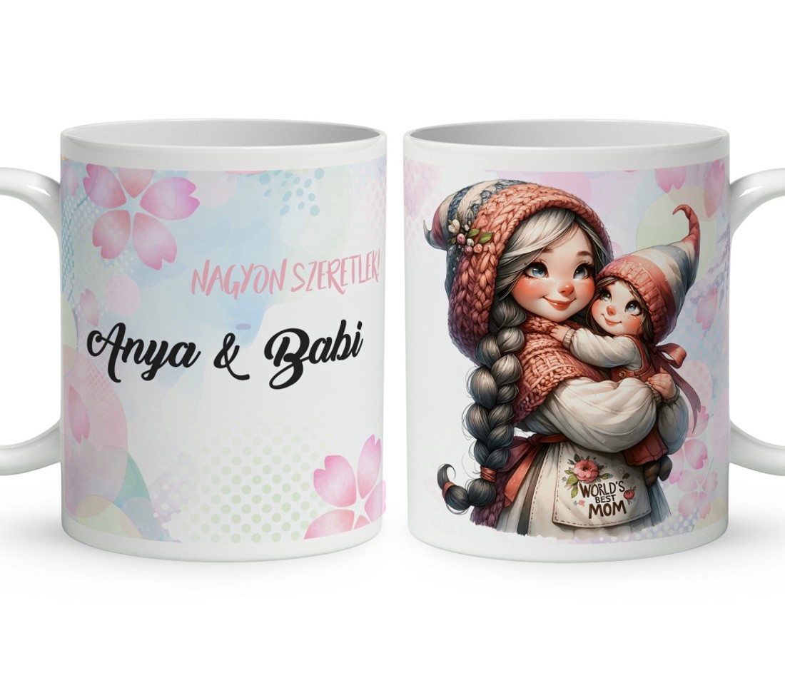 Névvel kérhető - Cuki Anya manó és Lánykája mintás bögre - otthon & életmód - konyhafelszerelés, tálalás - tálalás - bögre & csésze - Meska.hu
