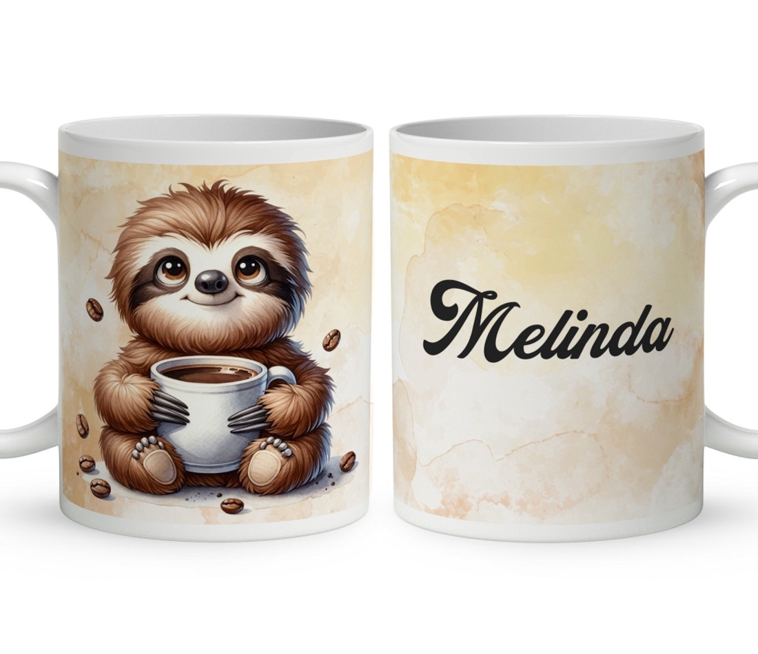 Névvel kérhető - Lazulós Kávés lajhár mintás bögre - otthon & életmód - konyhafelszerelés, tálalás - tálalás - bögre & csésze - Meska.hu