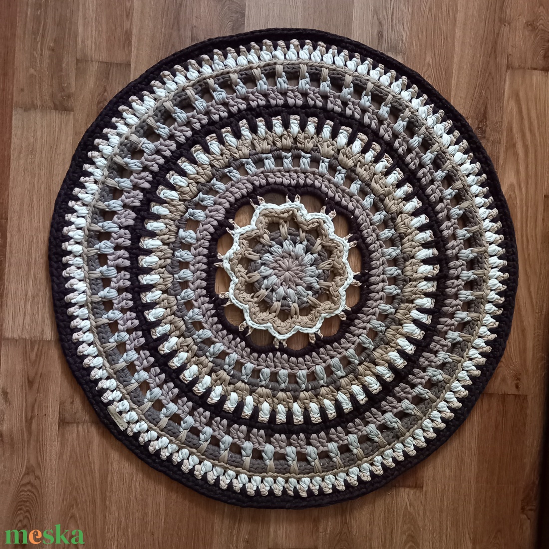 Tejes kávé mandala szőnyeg - otthon & életmód - lakástextil - szőnyeg - horgolt szőnyeg - Meska.hu