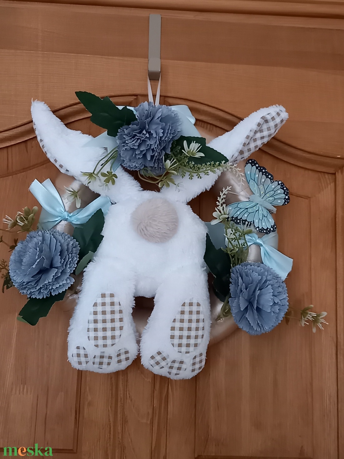 Nyuszipopós ajtódísz kopogtató - otthon & életmód - dekoráció - ajtó- és ablak dekoráció - ajtódísz & kopogtató - Meska.hu