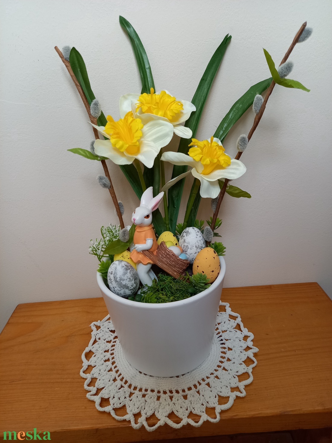 Tavaszi húsvéti nyuszis asztaldísz - otthon & életmód - dekoráció - húsvéti asztaldíszek - Meska.hu