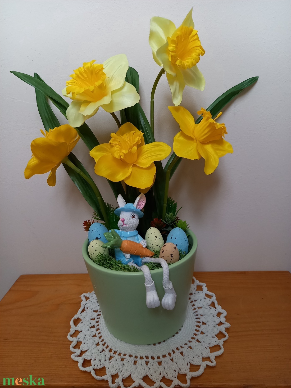 Tavaszi húsvéti nyuszis asztaldísz - otthon & életmód - dekoráció - húsvéti asztaldíszek - Meska.hu