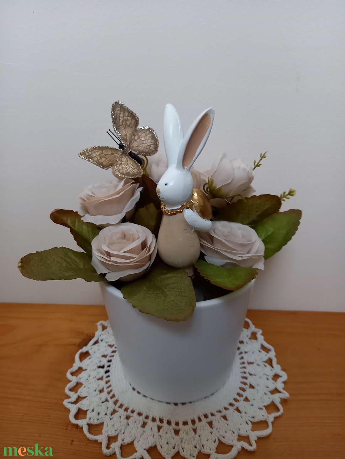 Tavaszi húsvéti nyuszis asztaldísz - otthon & életmód - dekoráció - asztal és polc dekoráció - asztaldísz - Meska.hu