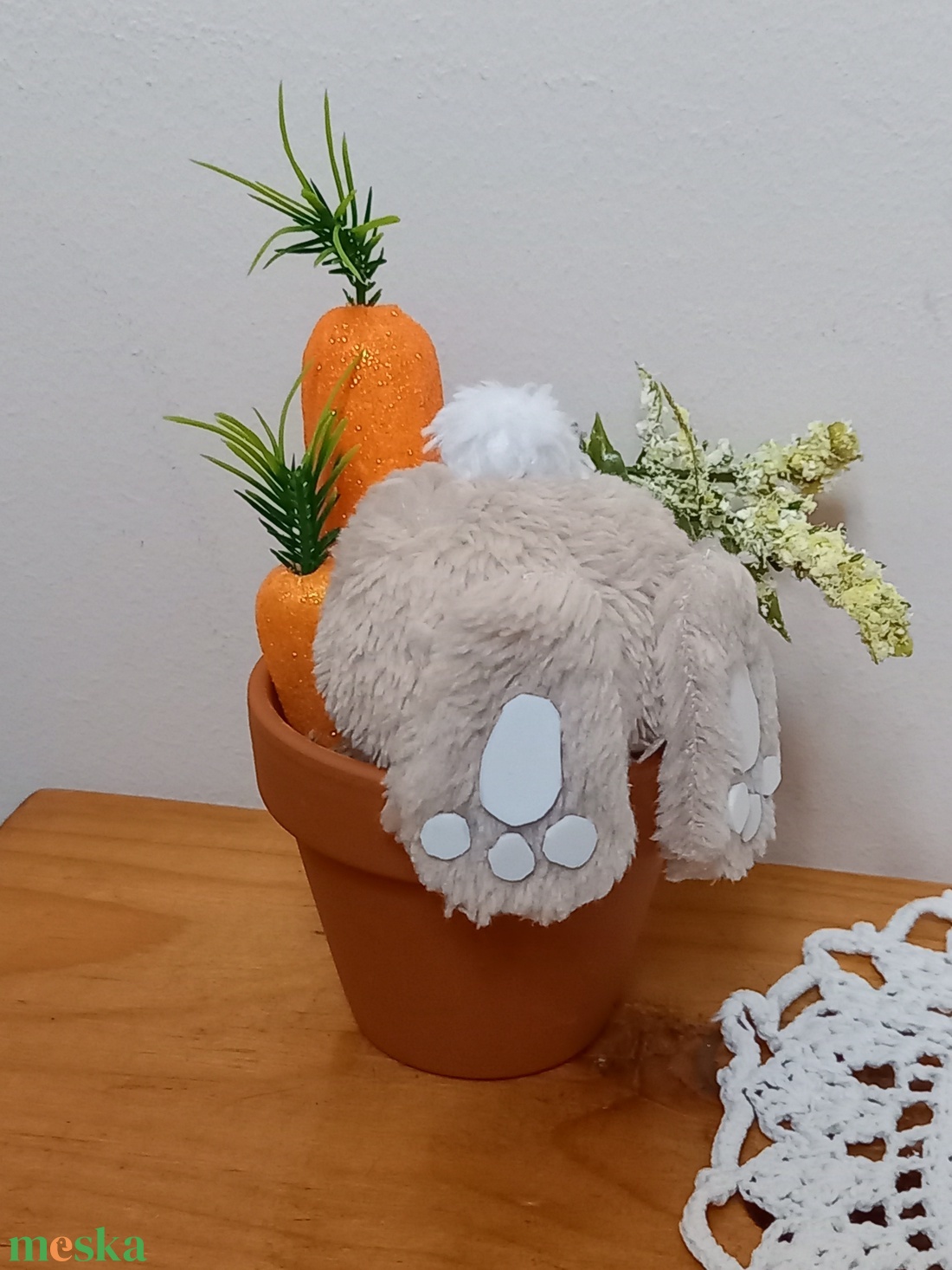 Mini nyuszipopós cserép ablakdisz asztaldísz - otthon & életmód - dekoráció - húsvéti asztaldíszek - Meska.hu