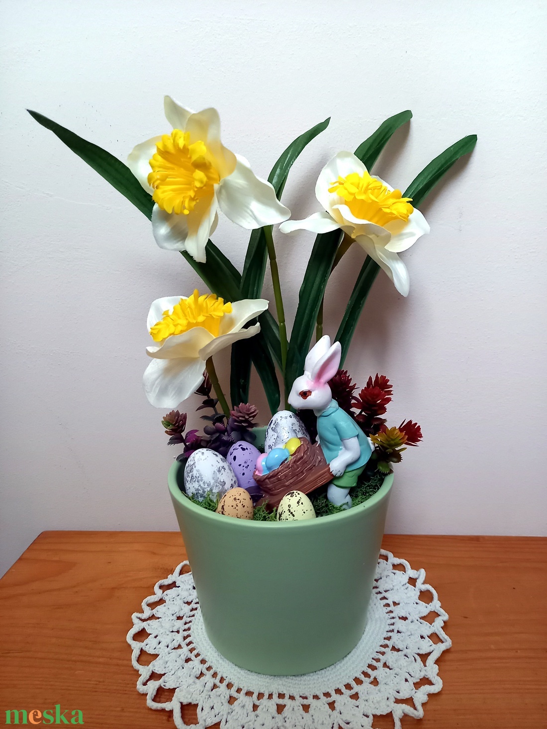 Tavaszi húsvéti nyuszis asztaldísz - otthon & életmód - dekoráció - húsvéti asztaldíszek - Meska.hu