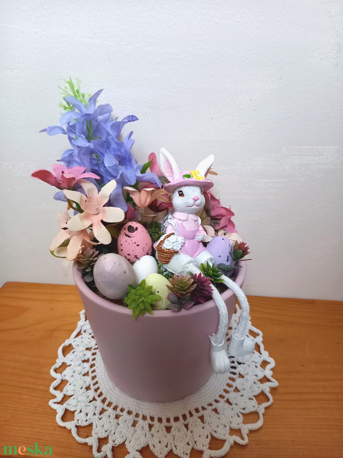 Tavaszi húsvéti nyuszis asztaldísz - otthon & életmód - dekoráció - húsvéti asztaldíszek - Meska.hu