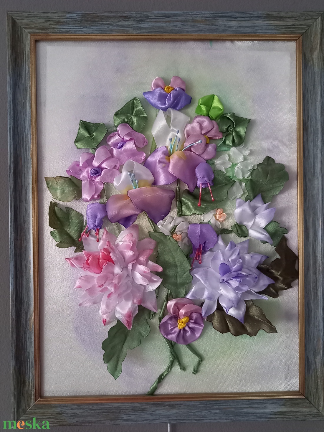 szalaghímzett kép - művészet - textilkép - egyéb - Meska.hu