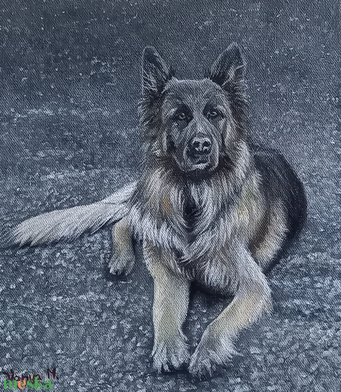 Olajfestmény rendelésre fotó alapján Németjuhász - művészet - festmény - olajfestmény - Meska.hu