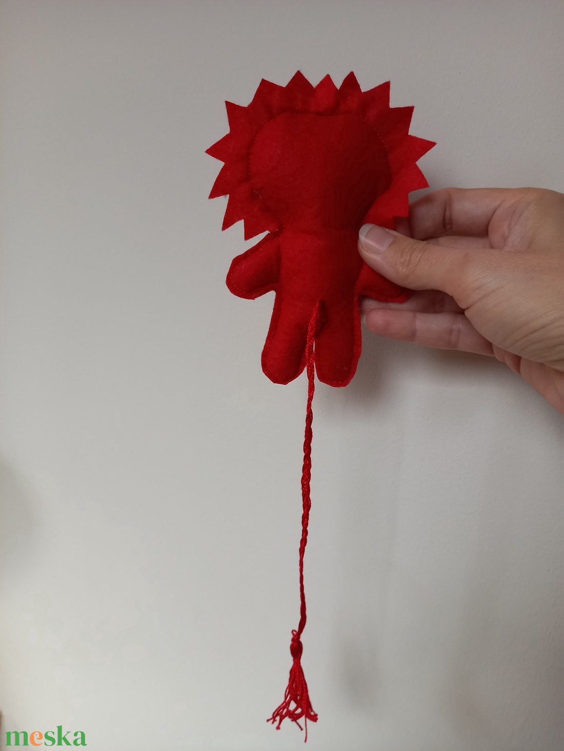 Mini 12 cm piros oroszlán filcből - játék & sport - plüssállat & játékfigura - plüss mesefigurák - Meska.hu