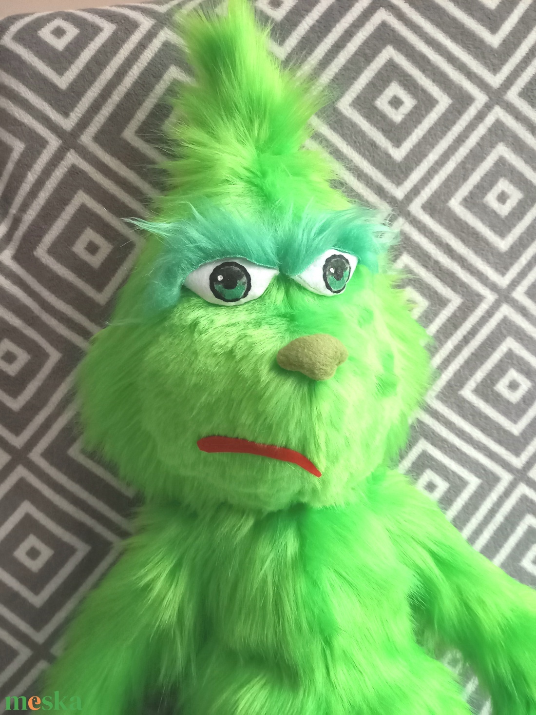 100 cm Grincs jellegű plüss műszőrméből - karácsony - karácsonyi lakásdekoráció - karácsonyi manók, figurák - Meska.hu