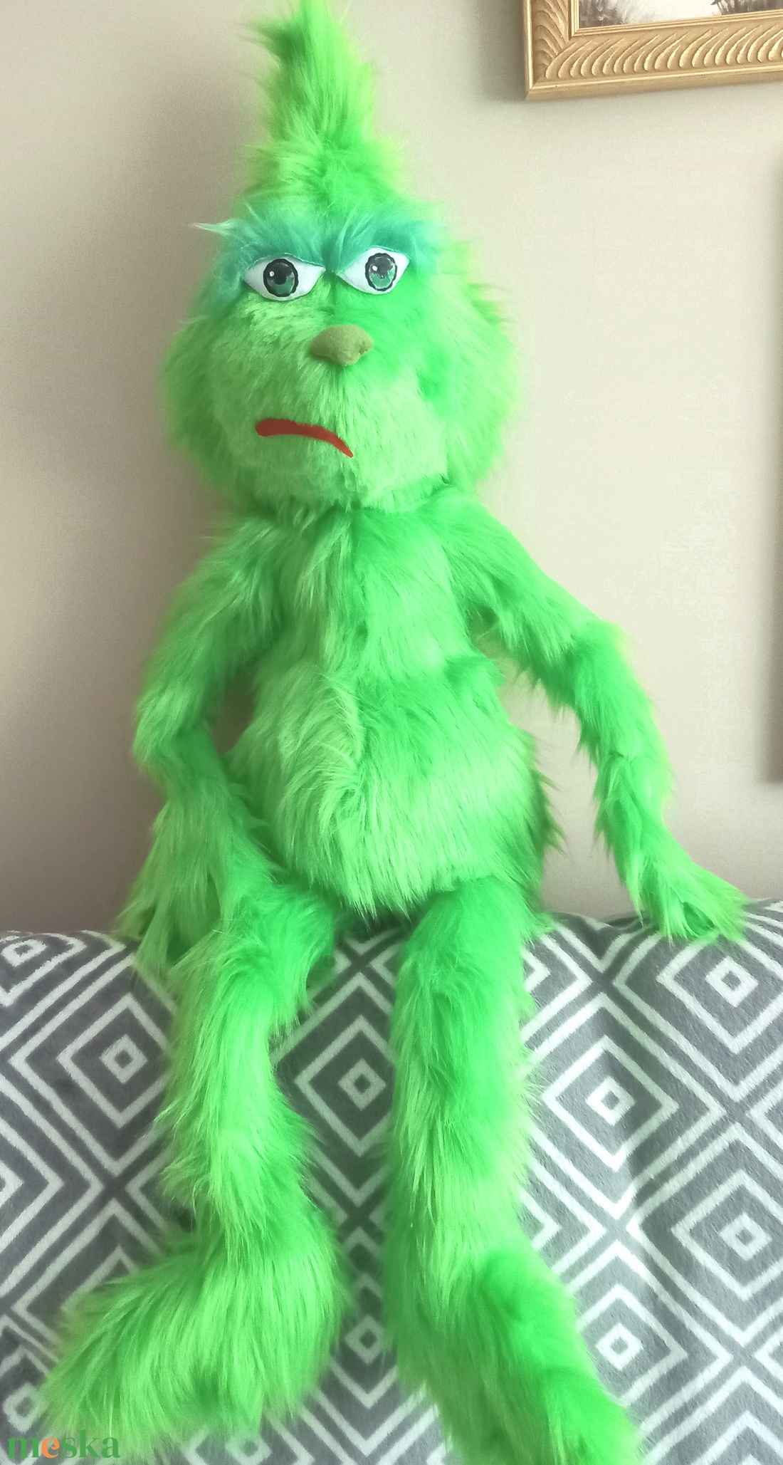 100 cm Grincs jellegű plüss műszőrméből - karácsony - karácsonyi lakásdekoráció - karácsonyi manók, figurák - Meska.hu