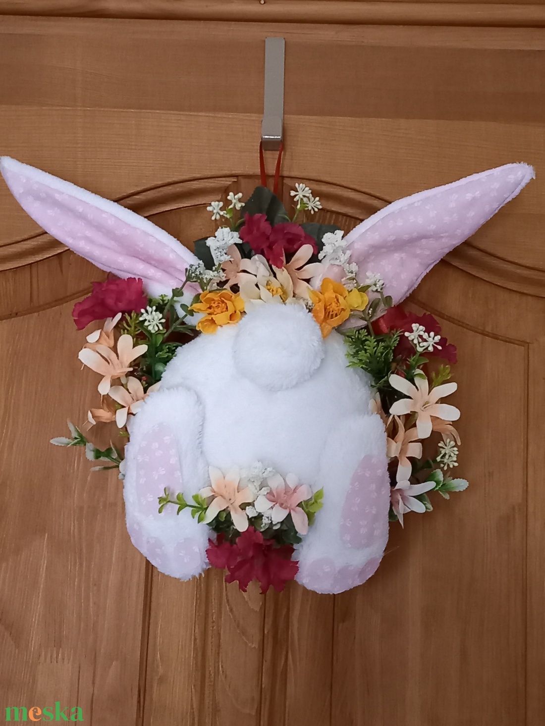 Nyuszipopós ajtódísz kopogtató - ünnepi díszek, dekorációk - húsvéti díszek és dekorációk - húsvéti ajtódísz, kopogtató - Meska.hu