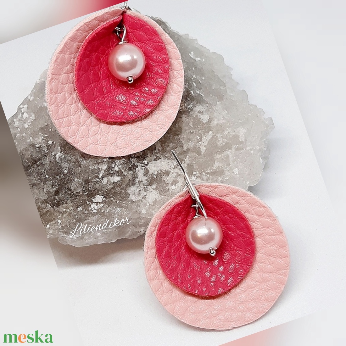 Pink tengerszem - ékszer - fülbevaló - lógós kerek fülbevaló - Meska.hu Pink tengerszem - ékszer - fülbevaló - lógós kerek fülbevaló - Meska.hu