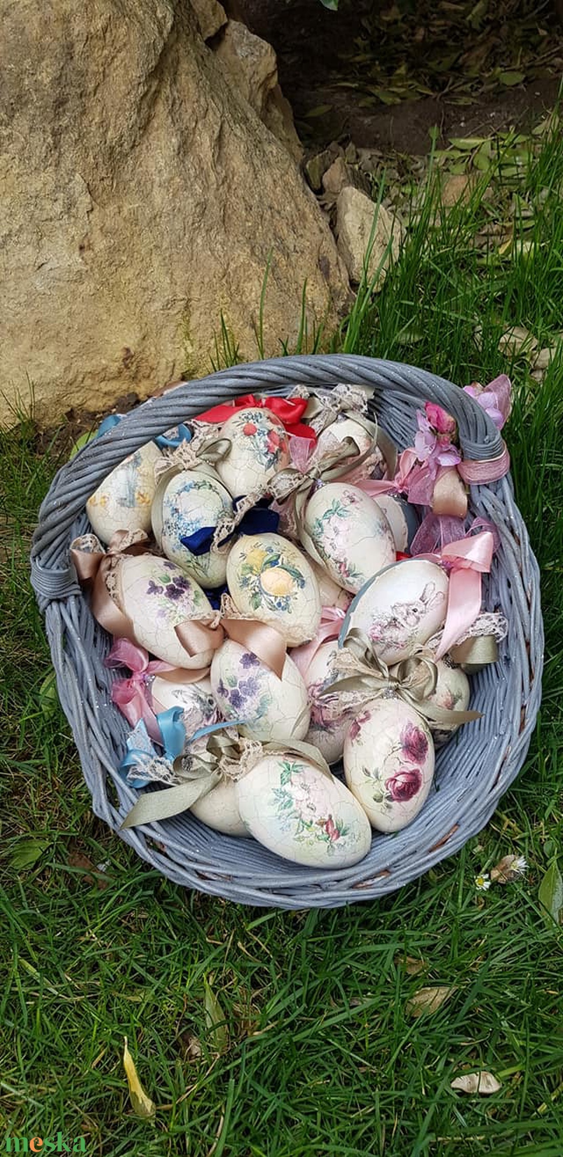 Húsvéti mintájú díszitett liba tojások  - otthon & lakás - konyhafelszerelés, tálalás - konyhai dekoráció - hűtőmágnes - Meska.hu