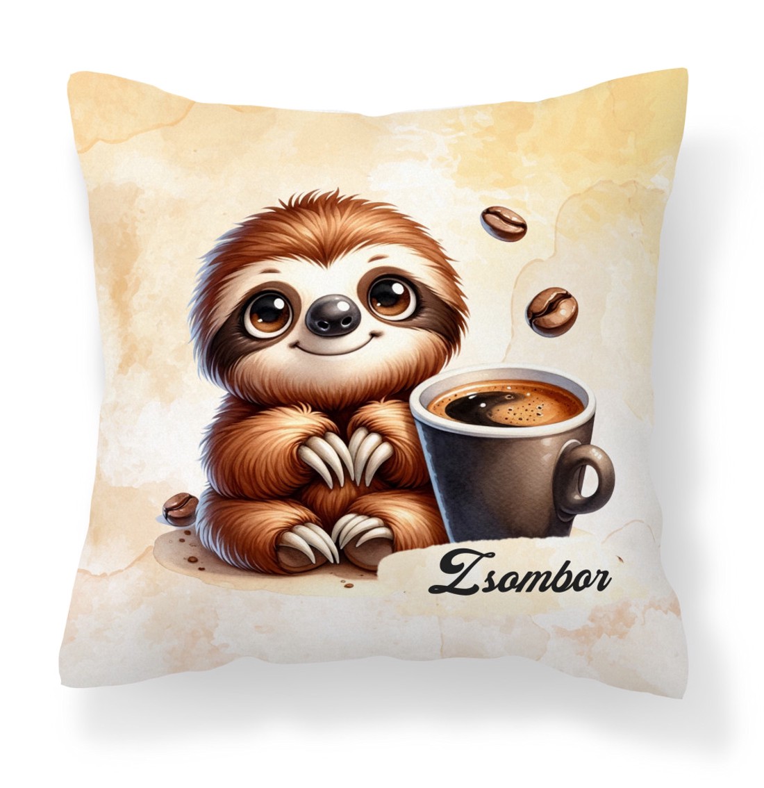 Névvel kérhető - Kávés lajhár - csak feketén mintás párna - otthon & életmód - lakástextil - párna & párnahuzat - díszpárna (belsővel együtt) - Meska.hu