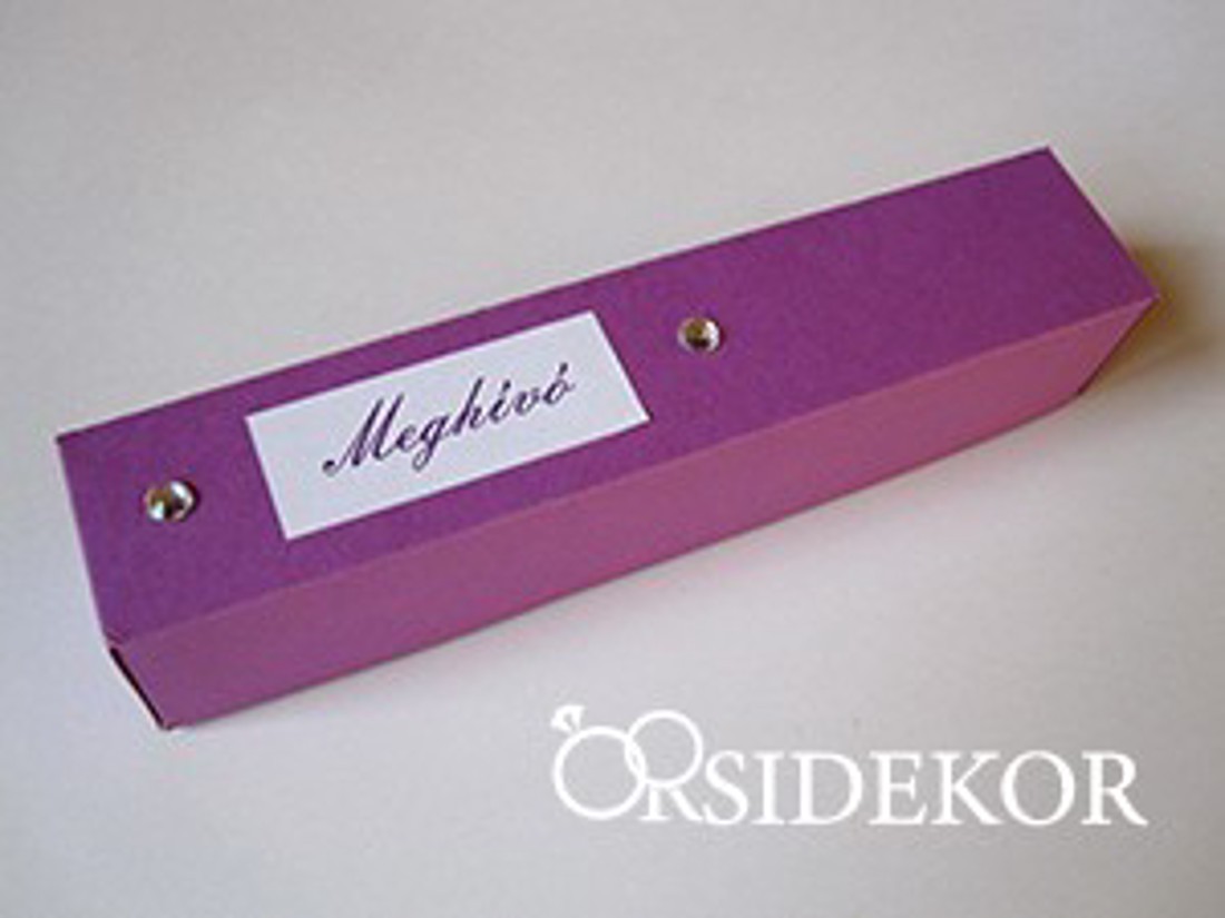 Dobozos esküvői meghívó strasszal, 3x16 cm - esküvő - meghívó & kártya - meghívó - Meska.hu