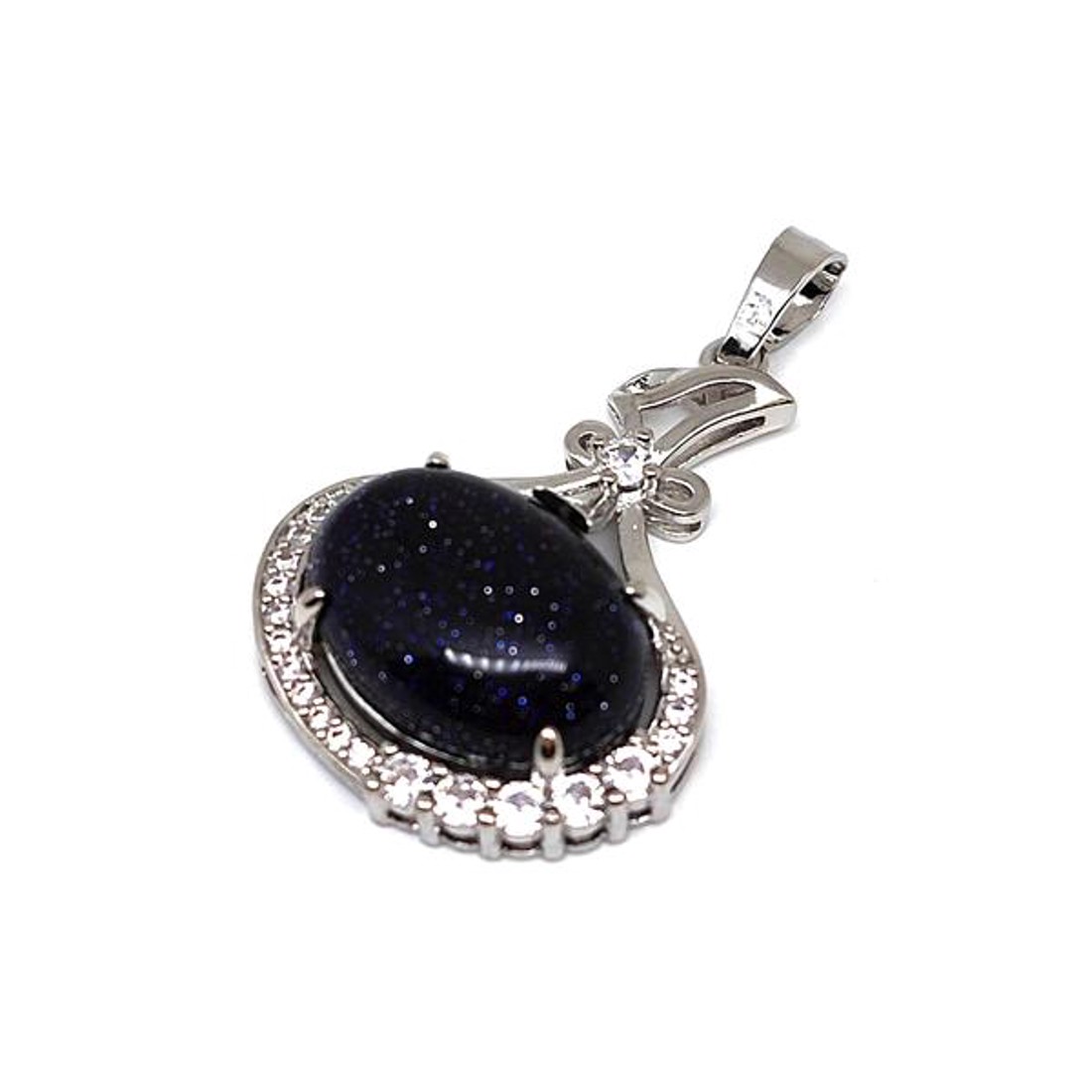 Ovális medál fém str Goldstone kék 2,5x3cm - ékszer - nyaklánc - medál - Meska.hu