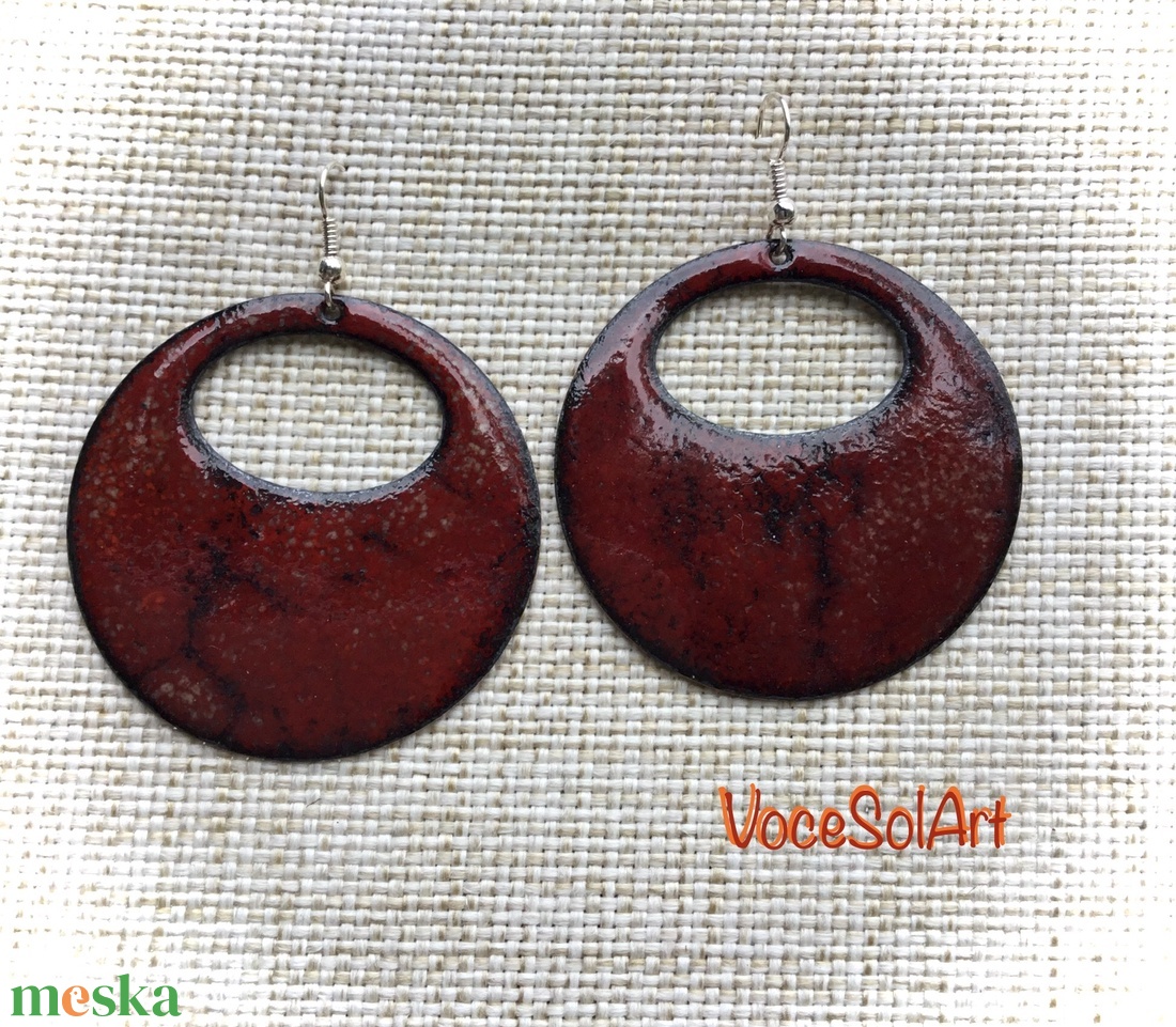 Flamenco fuego tűzzománc Fülbevaló - ékszer - fülbevaló - lógós kerek fülbevaló - Meska.hu