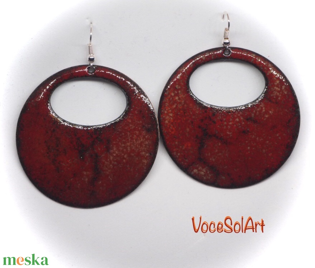 Flamenco fuego tűzzománc Fülbevaló - ékszer - fülbevaló - lógós kerek fülbevaló - Meska.hu
