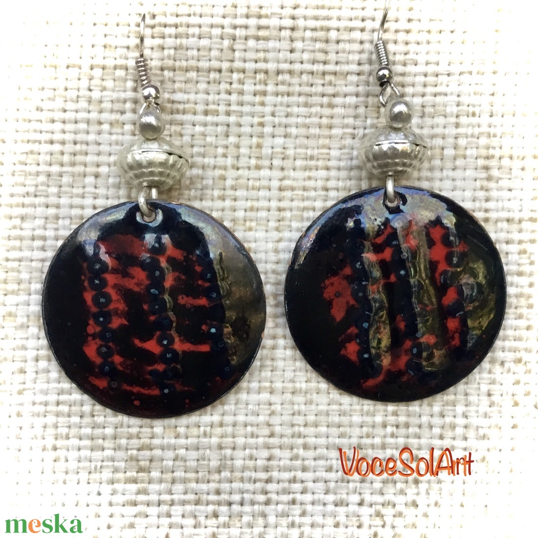 Titokzatos gyöngysor tűzzománc Fülbevaló - ékszer - fülbevaló - lógós kerek fülbevaló - Meska.hu