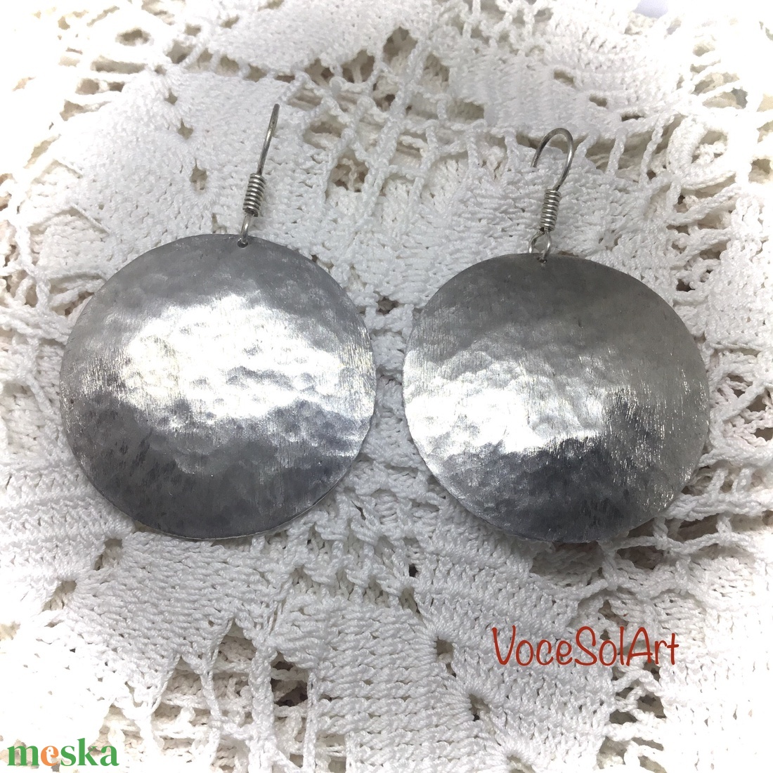 Ezüst Telihold Fülbevaló - ékszer - fülbevaló - lógós kerek fülbevaló - Meska.hu