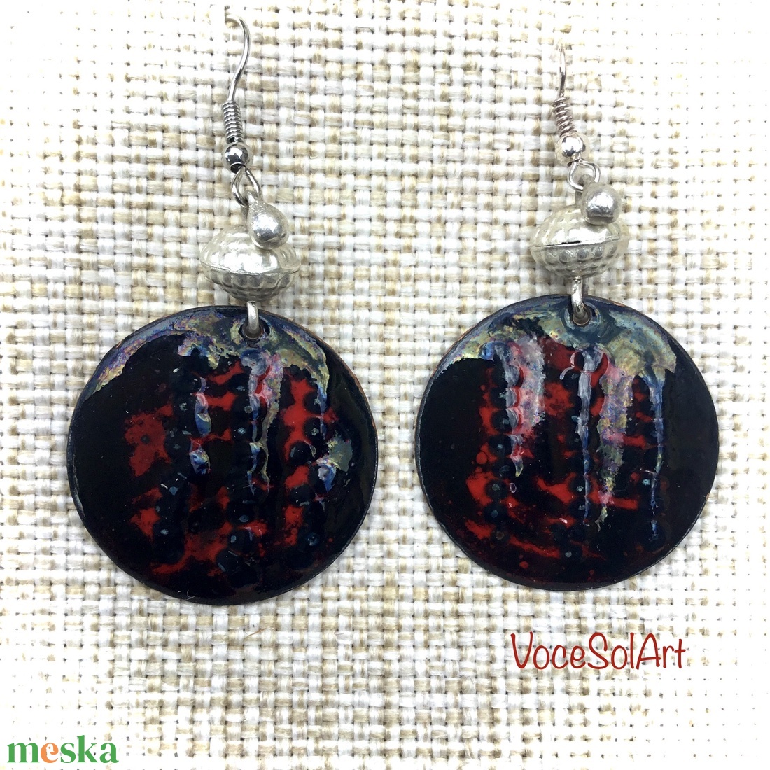 Titokzatos gyöngysor tűzzománc Fülbevaló - ékszer - fülbevaló - lógós kerek fülbevaló - Meska.hu