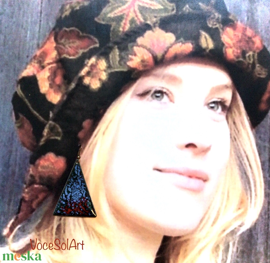 Lagunakorall  tűzzománc Fülbevaló - ékszer - fülbevaló - lógó fülbevaló - Meska.hu