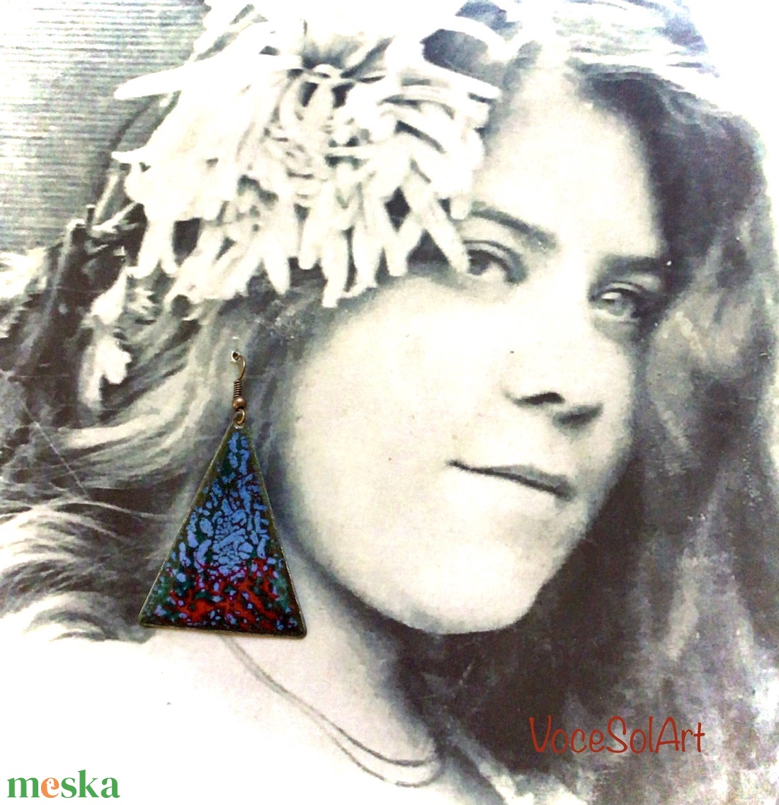 Lagunakorall  tűzzománc Fülbevaló - ékszer - fülbevaló - lógó fülbevaló - Meska.hu