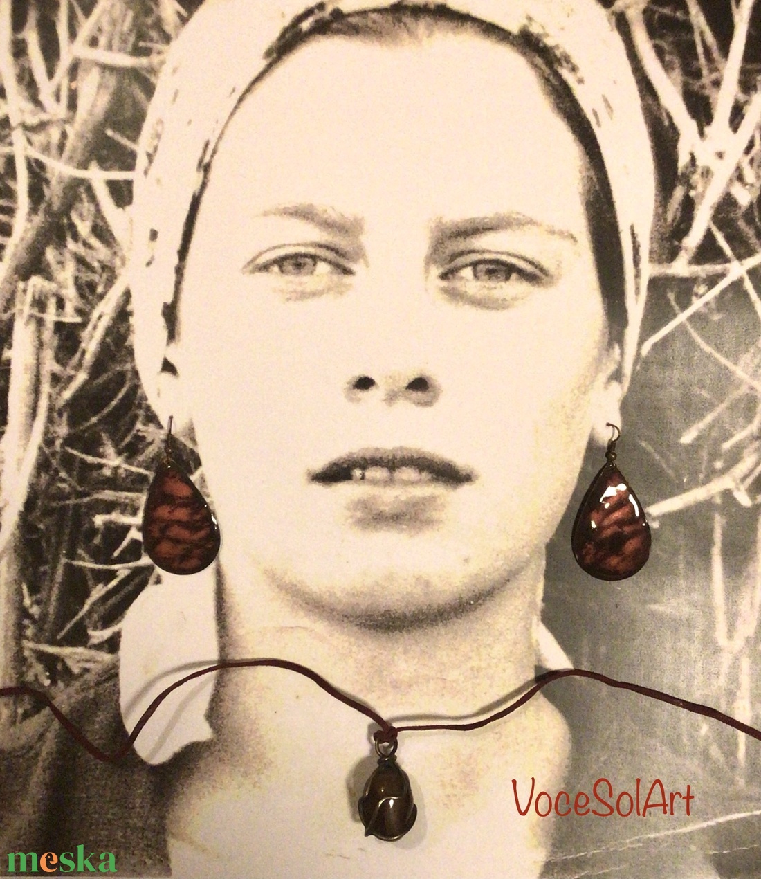 Márványhajnal pillanat tűzzománc Fülbevaló-nyaklánccal - ékszer - ékszerszett - Meska.hu