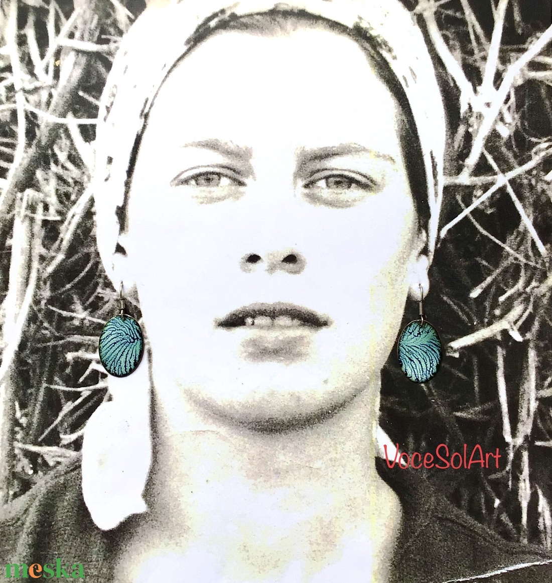 Téli hajnal   tűzzománc Fülbevaló - ékszer - fülbevaló - lógós kerek fülbevaló - Meska.hu