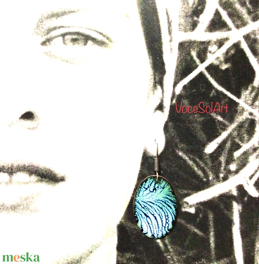 Téli hajnal   tűzzománc Fülbevaló - ékszer - fülbevaló - lógós kerek fülbevaló - Meska.hu