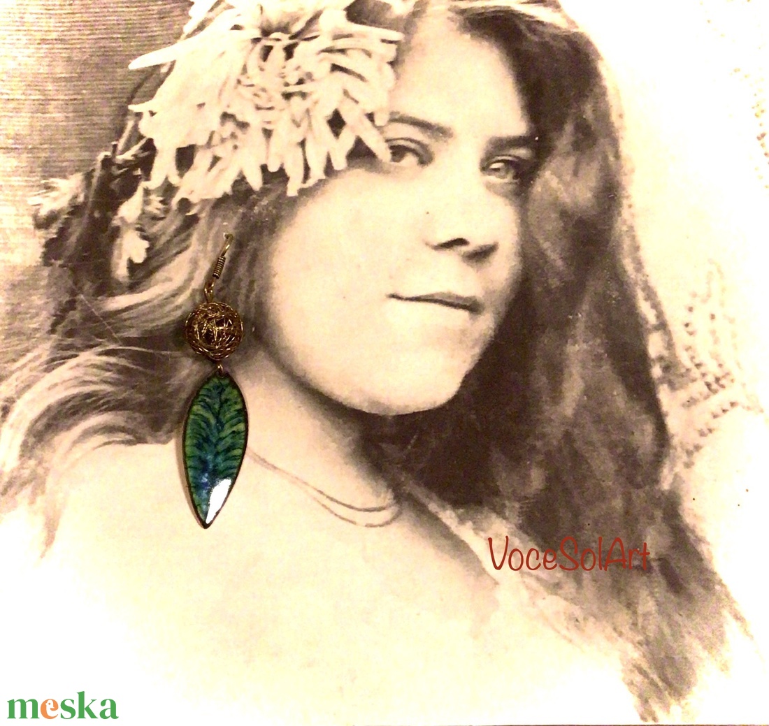  Vízvarázslat tűzzománc Fülbevaló - ékszer - fülbevaló - lógó csepp fülbevaló - Meska.hu