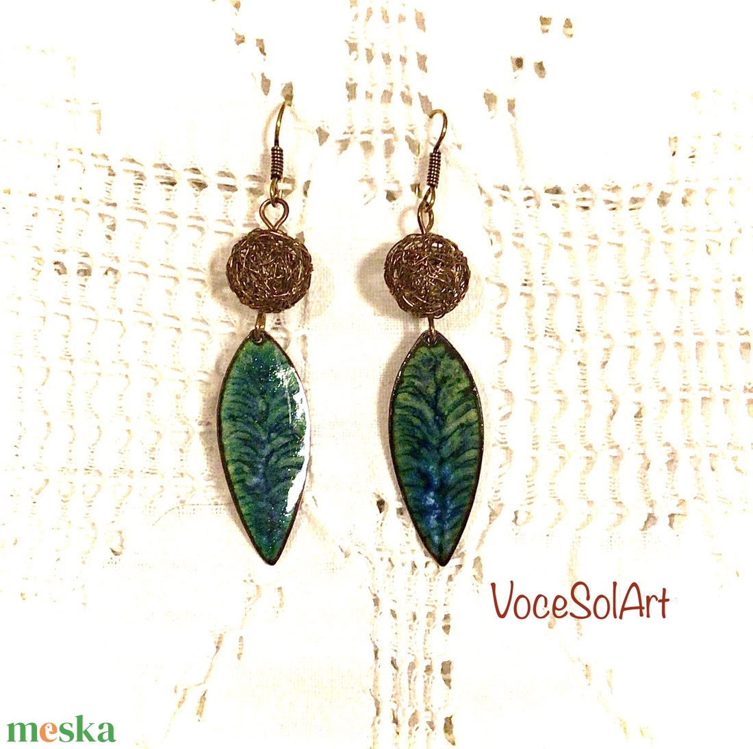  Vízvarázslat tűzzománc Fülbevaló - ékszer - fülbevaló - lógó csepp fülbevaló - Meska.hu