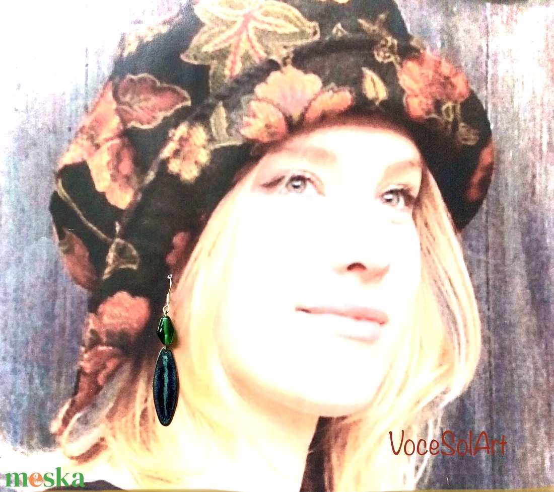 Zöldfény  tűzzománc Fülbevaló - ékszer - fülbevaló - lógó csepp fülbevaló - Meska.hu