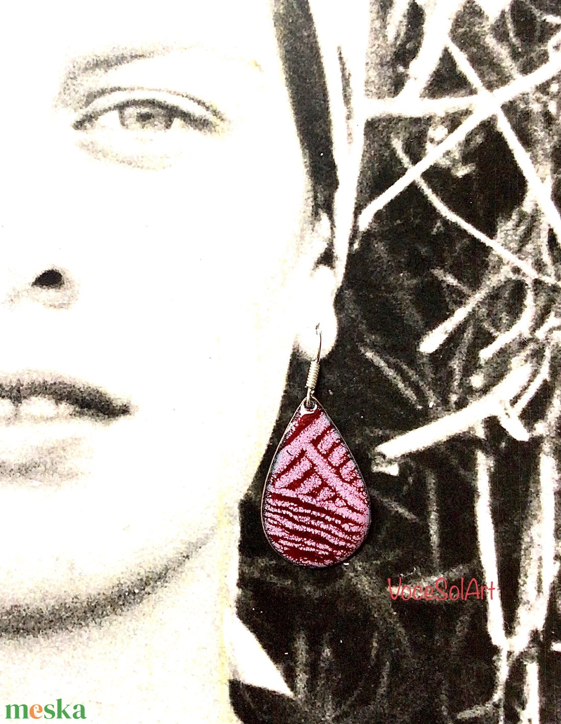 Bíborka  tűzzománc Fülbevaló - ékszer - fülbevaló - lógó csepp fülbevaló - Meska.hu