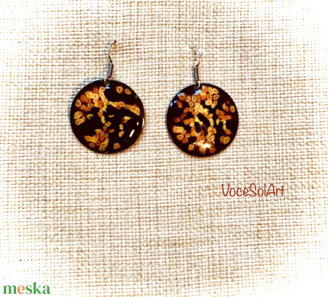 Retrofények Tűzzománc Fülbevaló - ékszer - fülbevaló - lógós kerek fülbevaló - Meska.hu