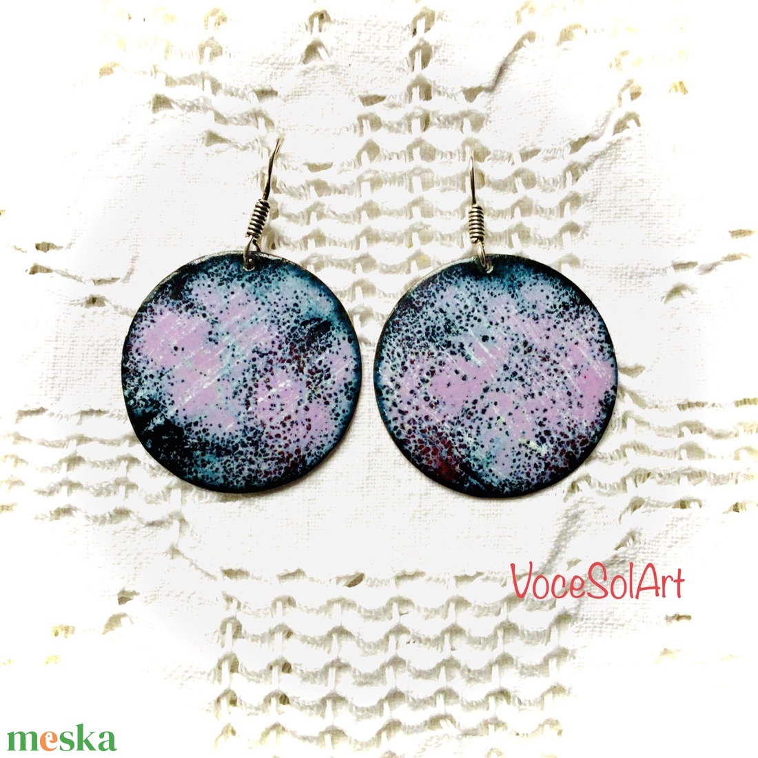 Csillagpor - Kör  Tűzzománc Fülbevaló - ékszer - fülbevaló - lógós kerek fülbevaló - Meska.hu