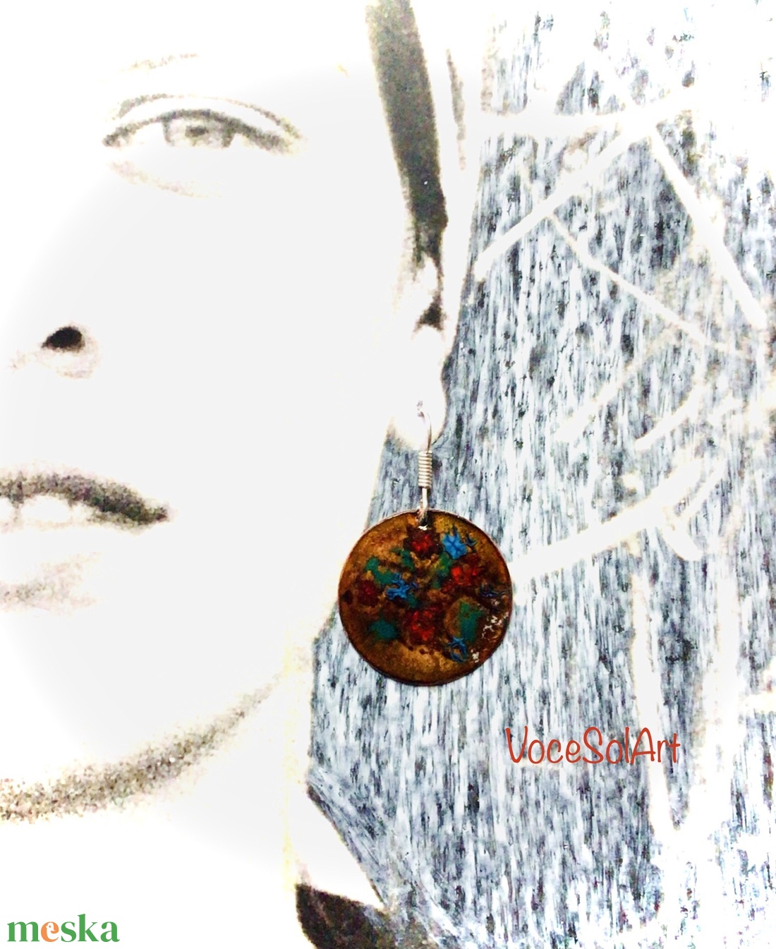 Emlékek Tűzzománc Fülbevaló - ékszer - fülbevaló - lógós kerek fülbevaló - Meska.hu