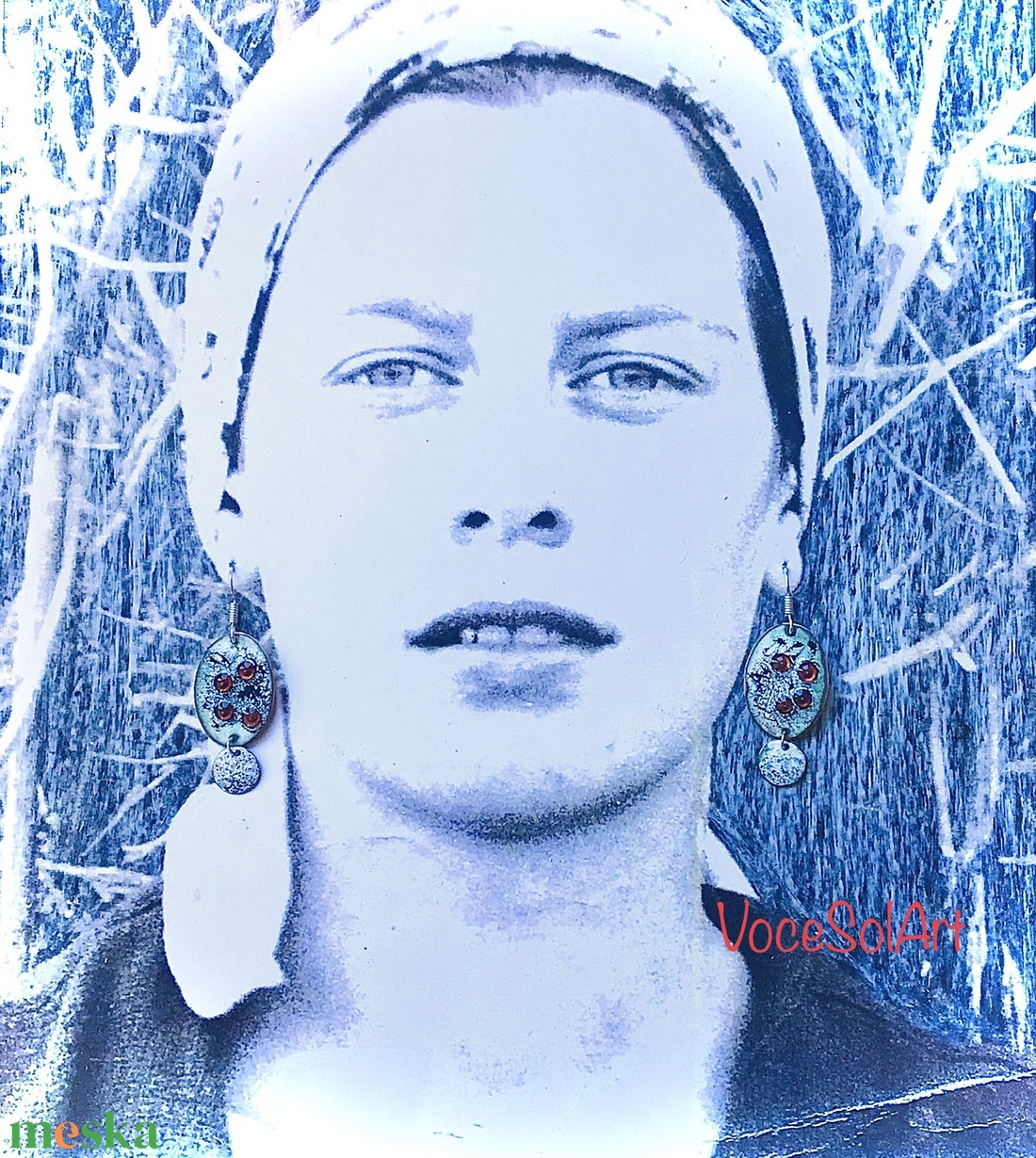 Gyöngytánc - Ovális türkiz Tűzzománc fülbevaló - ékszer - fülbevaló - lógó csepp fülbevaló - Meska.hu