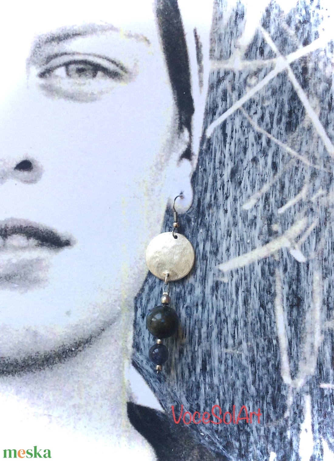 Együtt lebegés - Ezüstözöttréz ásvány  Fülbevaló - ékszer - fülbevaló - lógós kerek fülbevaló - Meska.hu