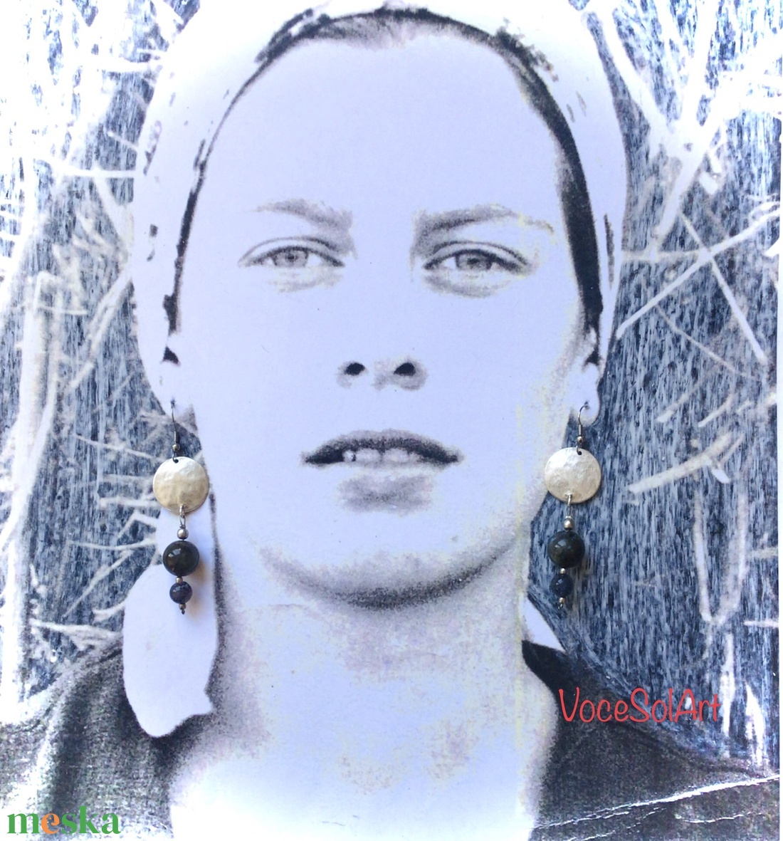 Együtt lebegés - Ezüstözöttréz ásvány  Fülbevaló - ékszer - fülbevaló - lógós kerek fülbevaló - Meska.hu