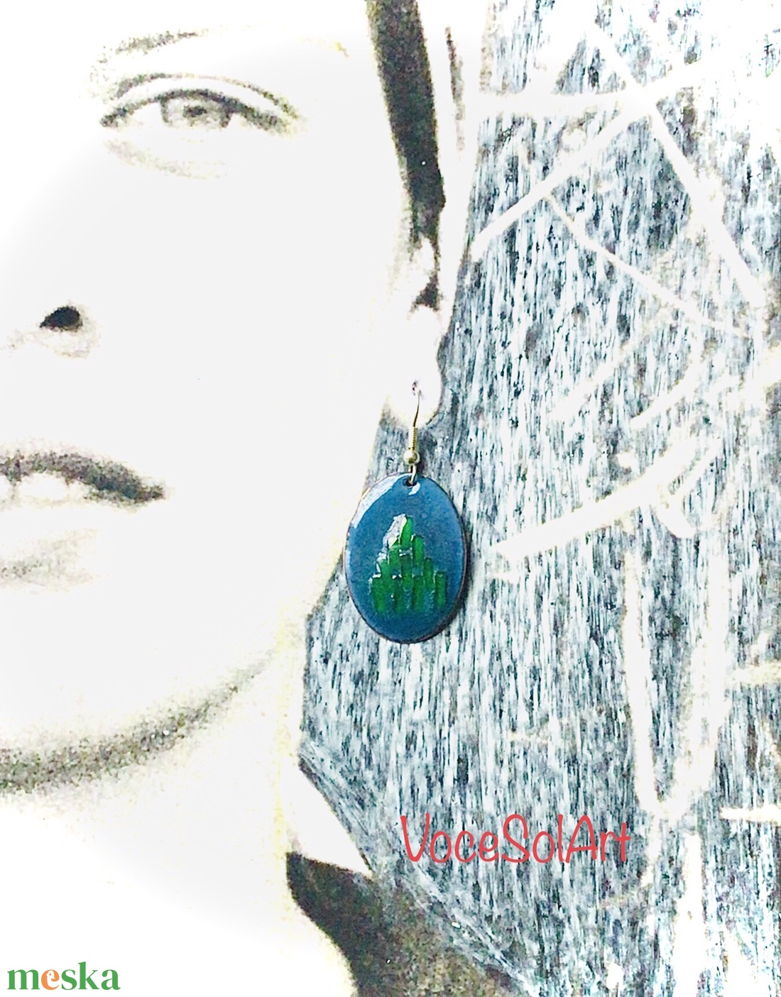 Égigérő - Ovális türkiz tűzzománc Fülbevaló - ékszer - fülbevaló - lógós kerek fülbevaló - Meska.hu