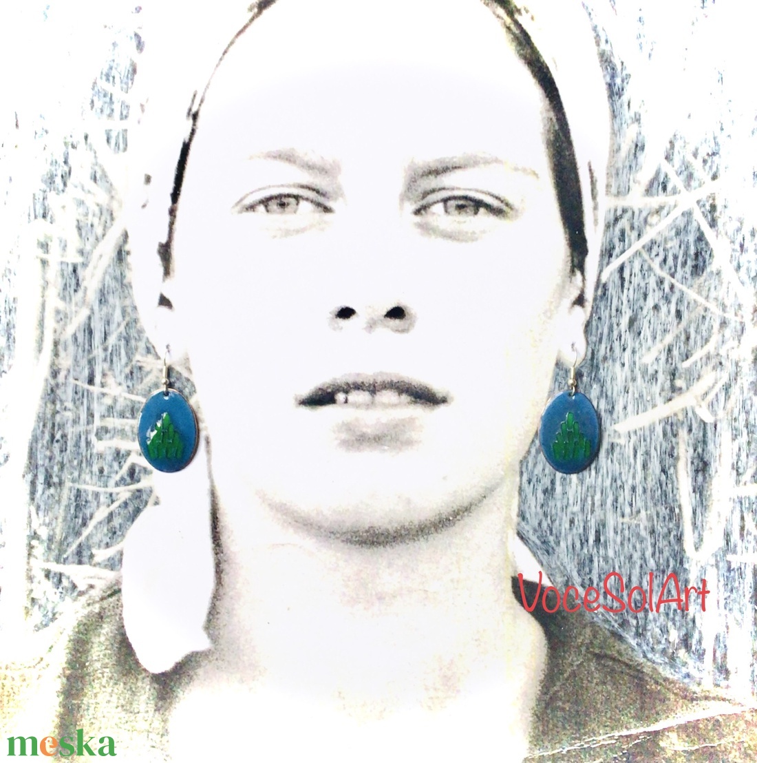 Égigérő - Ovális türkiz tűzzománc Fülbevaló - ékszer - fülbevaló - lógós kerek fülbevaló - Meska.hu