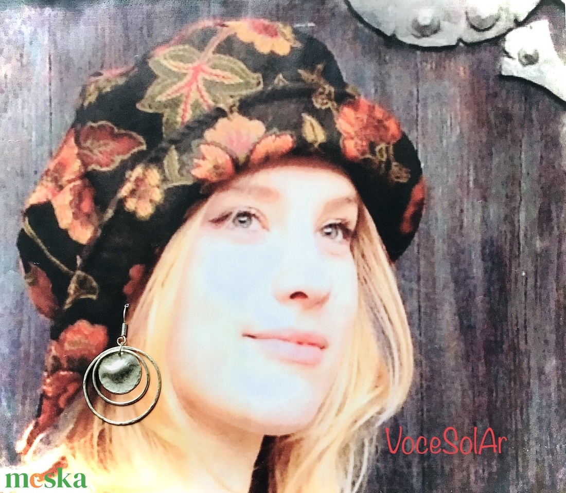 Köröskörül -Ezüstözött Fülbevaló - ékszer - fülbevaló - lógós kerek fülbevaló - Meska.hu