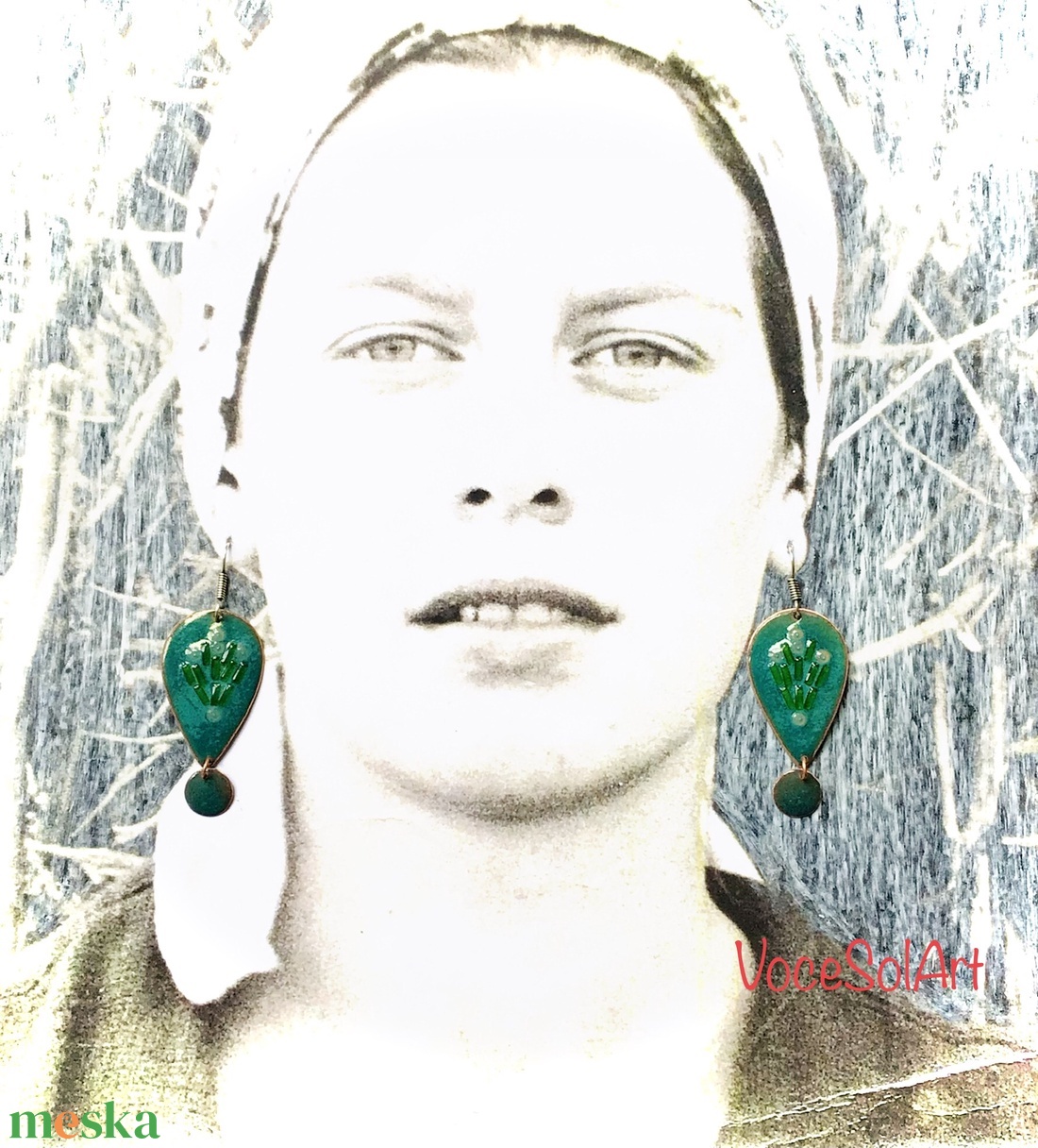 Gyöngyvirág  - Türkizzöld tűzzománc Fülbevaló - ékszer - fülbevaló - lógó csepp fülbevaló - Meska.hu